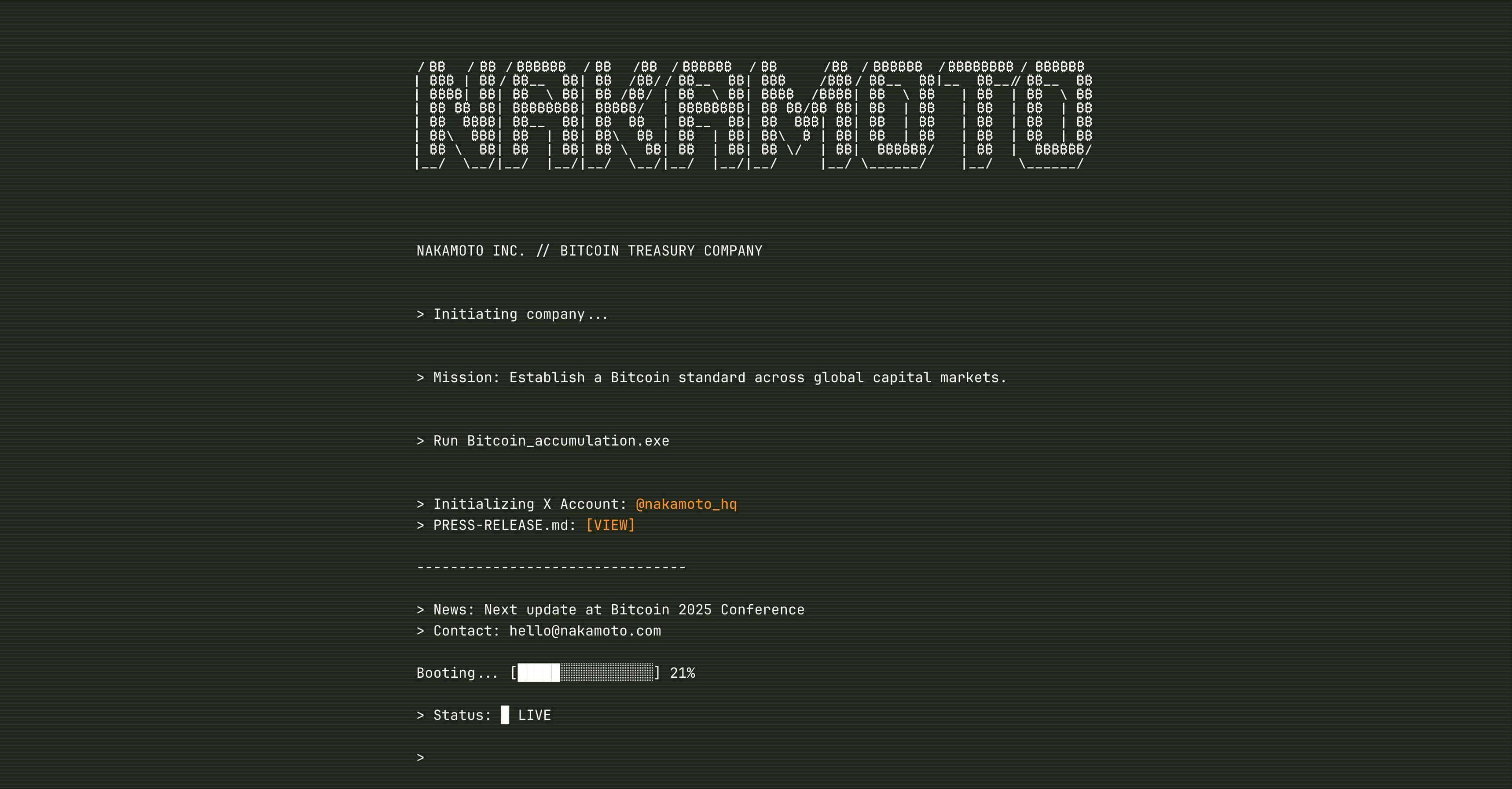 Nakamoto Bitcoin Treasury Strategy